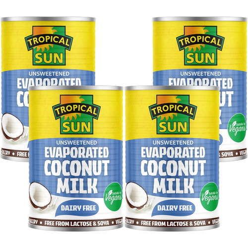 6 Tins Tropical Sun Evaporated Coconut Milk (Dairy-Free) 400ml