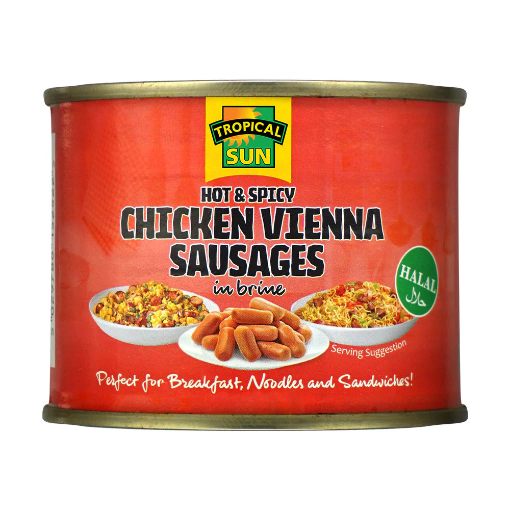 12 Tins Tropical Sun Vienna Spicy Sausages in Brine 200g