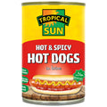 12 Tins Tropical Sun Hot Dogs Hot & Spicy in Brine Halal 400g