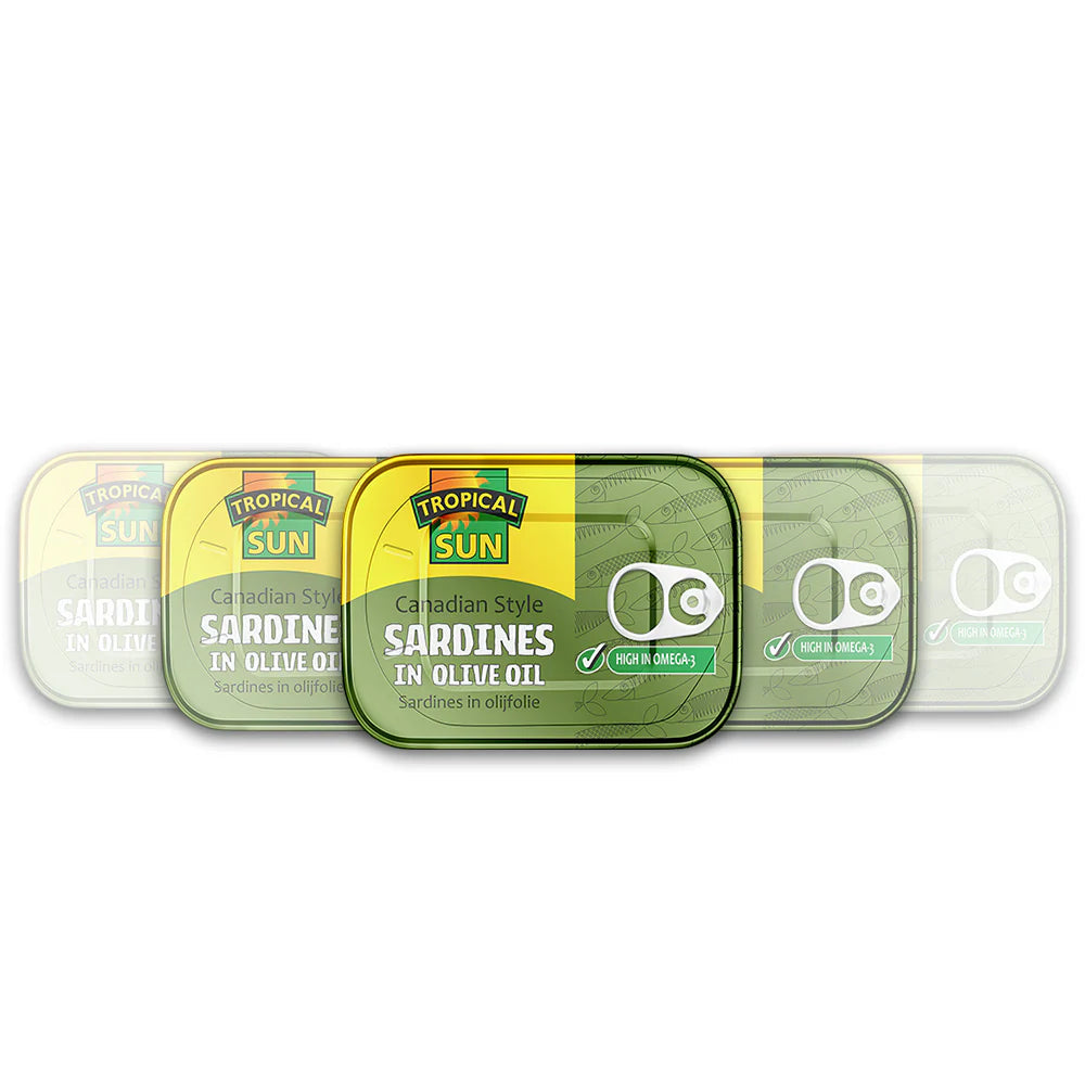 12 Tins Tropical Sun Canadian-Style Sardines in Olive Oil 106g
