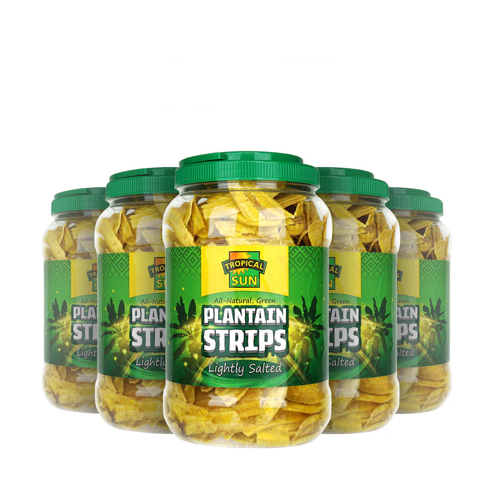 6 Tubs Lightly Salted Plantain Strips 400g