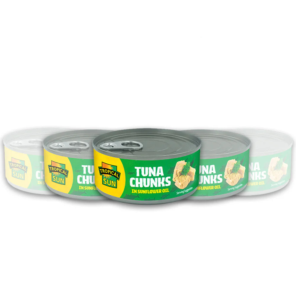 6 Tins Tropical Sun Tuna Chunks in Sunflower Oil 160g