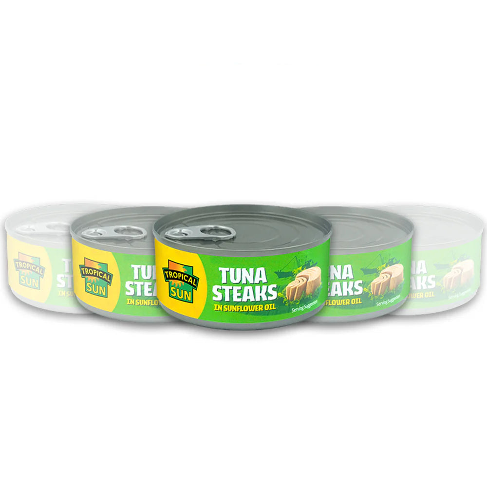 6 Tins Tropical Sun Tuna Steaks in Sunflower Oil 160g