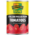 12 Tins Tropical Sun Peeled Plum Tomatoes 400g
