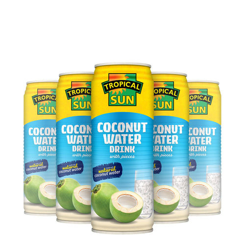 12 Cans Tropical Sun Coconut Water Drink with Coconut Pieces
