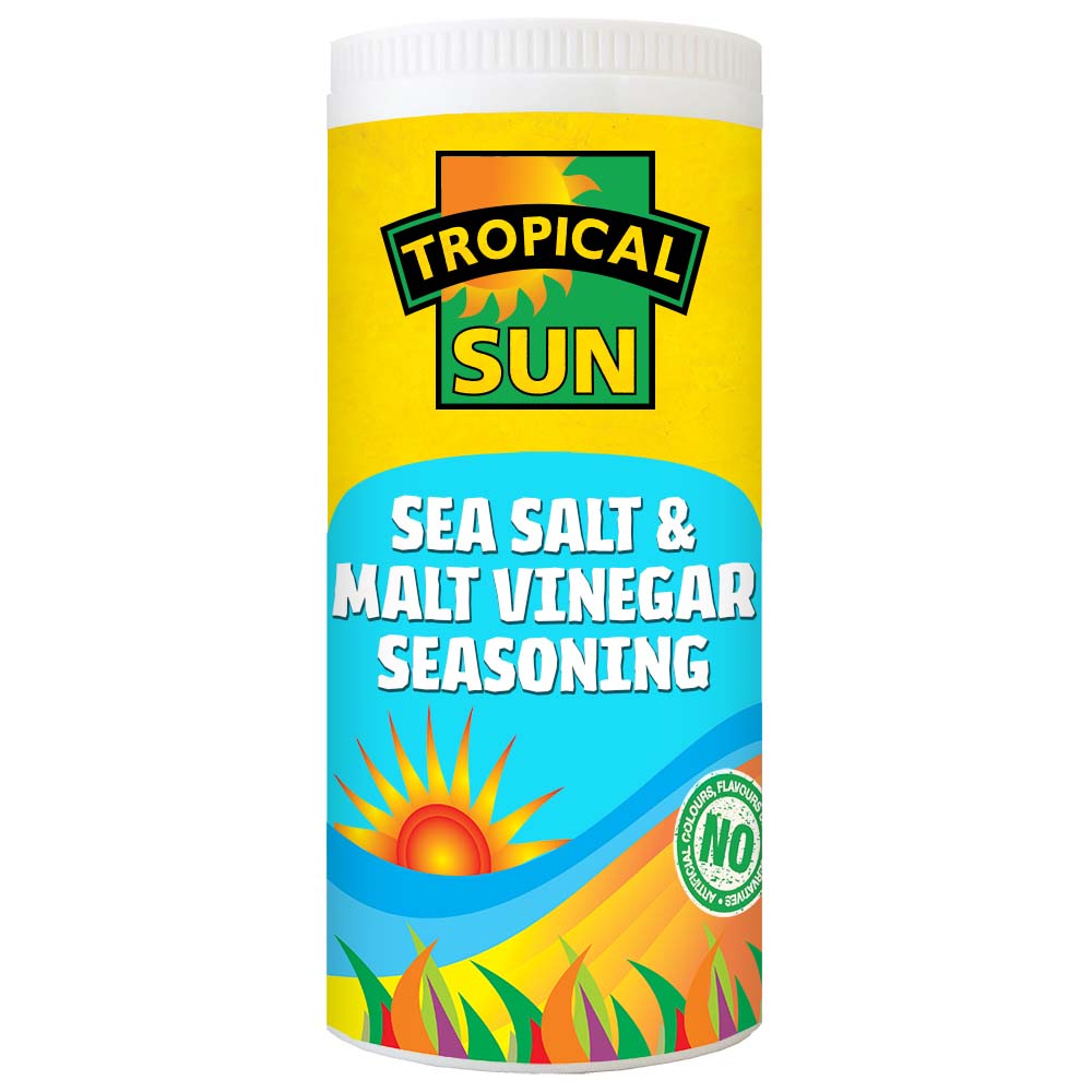 12 Tubs Tropical Sun Sea Salt & Malt Vinegar Seasoning 100g