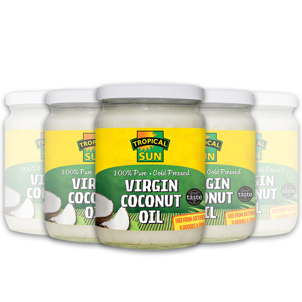 6 Jars Tropical Sun Coconut Oil 100% Pure Cold-Pressed Virgin 480ml