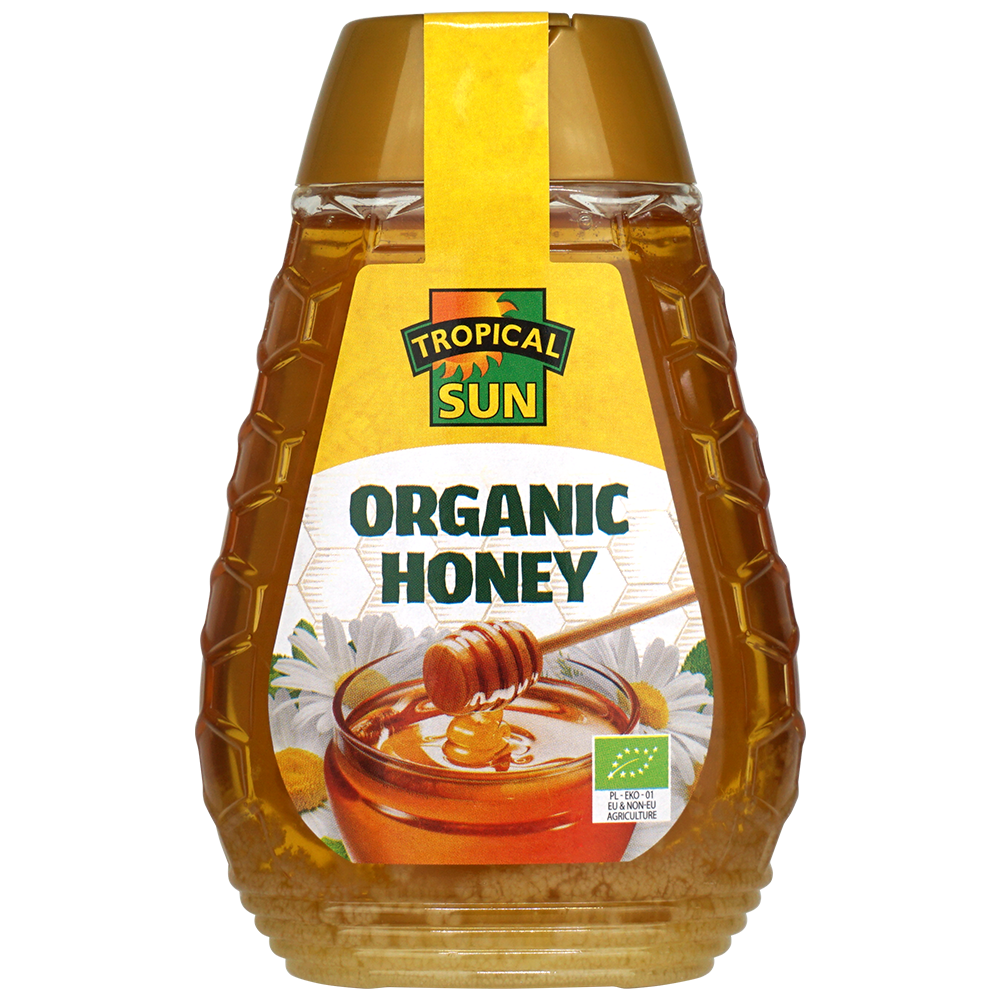 6 Pack Tropical Sun Organic Honey Squeezy Bottle 340g