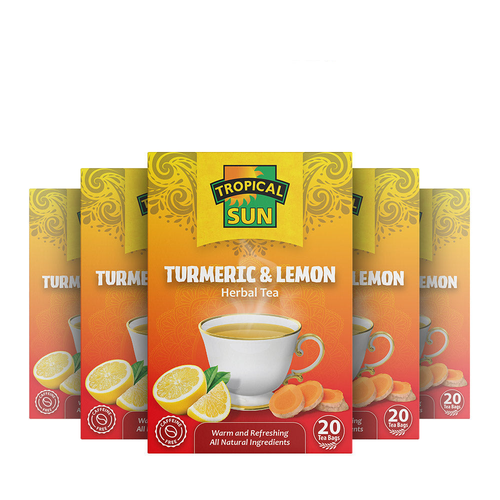6 Packs Tropical Sun Turmeric & Lemon Tea 120 Teabags