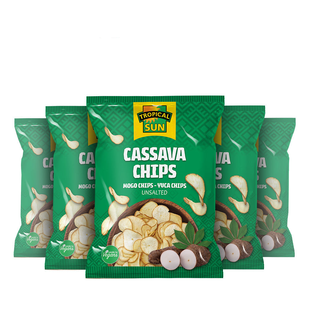 12 Pack Tropical Sun Cassava Chips Unsalted 80g
