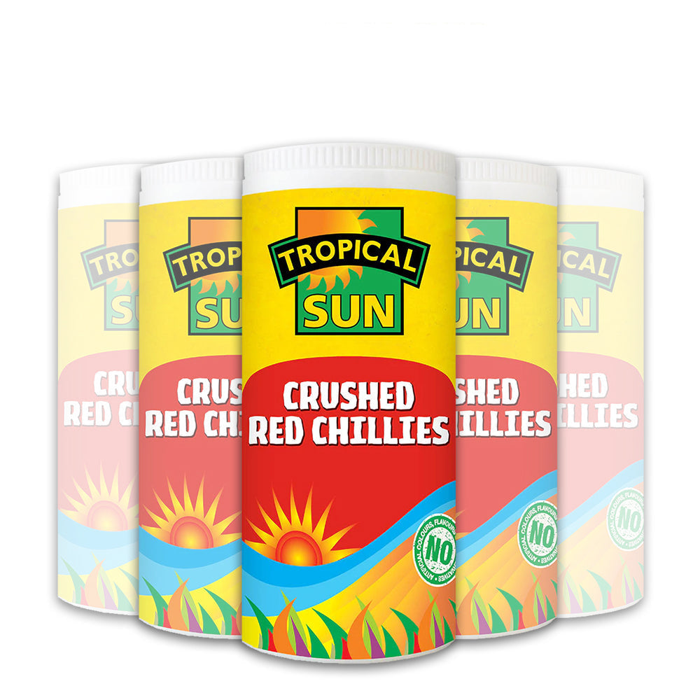 12 Tubs Tropical Sun Crushed Red Chillies 50g