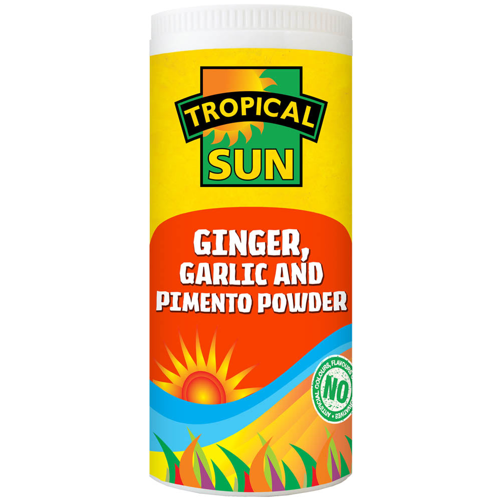 12 Tubs Tropical Sun Ginger, Garlic & Pimento Seasoning 100g