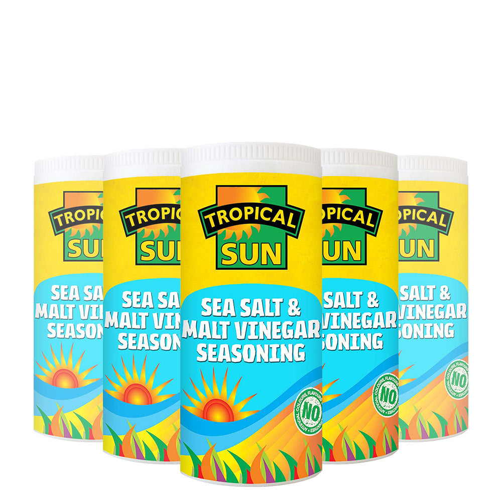 12 Tubs Tropical Sun Sea Salt & Malt Vinegar Seasoning 100g