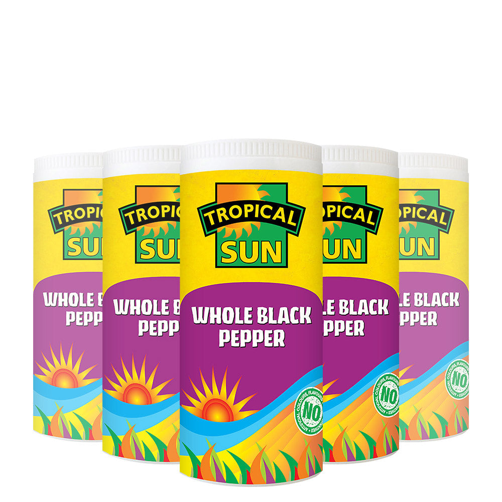 12 Tubs Tropical Sun Black Pepper Whole 100g